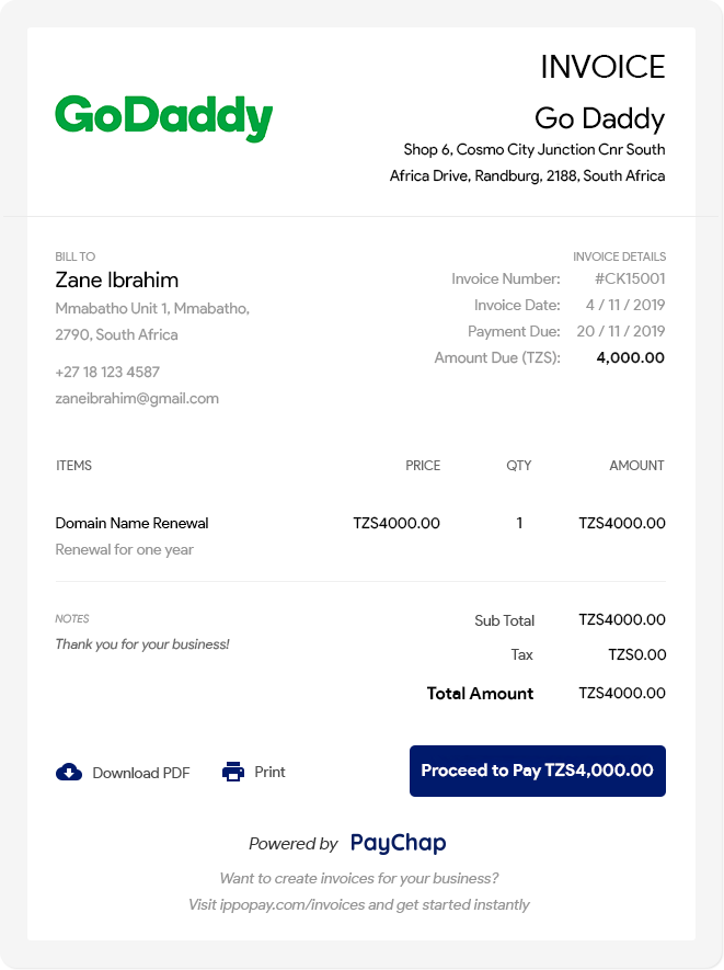 Easy Invoice payments